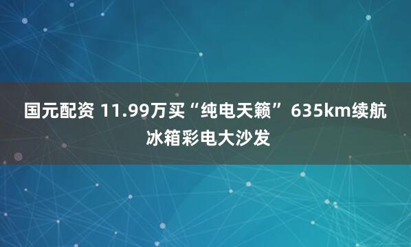 国元配资 11.99万买“纯电天籁” 635km续航 冰箱彩电大沙发